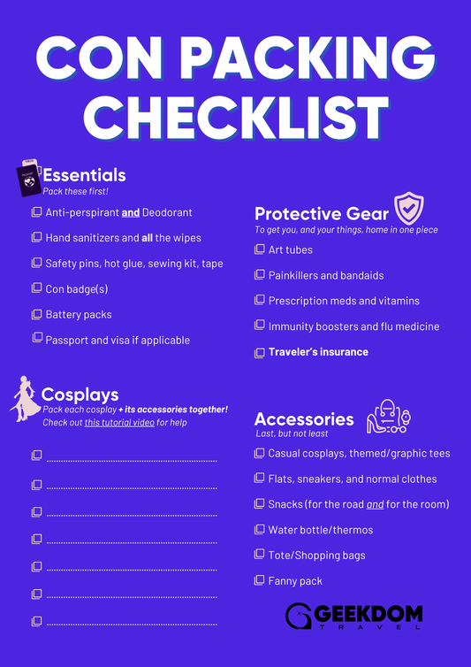 Comic Con Cosplay Packing Checklist